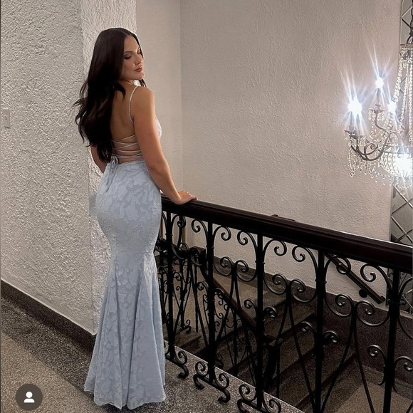 HOUSE OF CB 'Joan' Bluebell Lace Up Back Maxi Dress NWOT Size XS - Picture 3 of 16